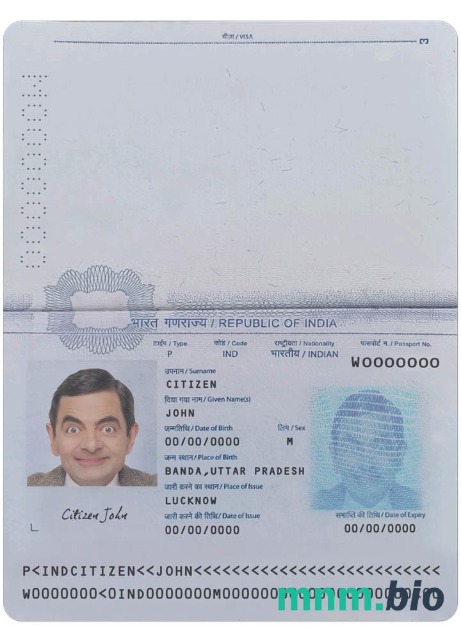 Szablon nowej wersji paszportu Indii w formacie PSD